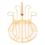 Round Golden Cup Holder with Wooden Handle - Image 2