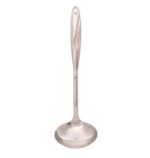 Ribbed handle stainless ladle