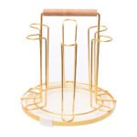 Round Golden Cup Holder with Wooden Handle - Image 3