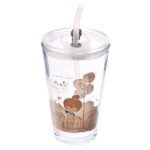 Plain Glass Mug with Lid + Straw