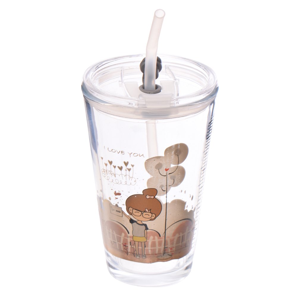 Frame 875 Plain Glass Mug with Lid + Straw - Image 1