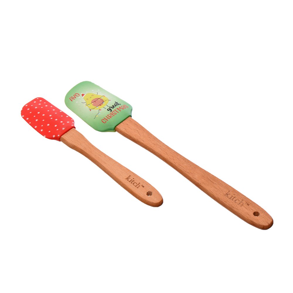 Frame 881 2-Piece Silicone Spatula Set with Wooden Handle & Patterns - Image 1