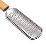 Stainless ginger–garlic grater with wooden handle