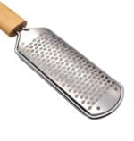 Stainless ginger–garlic grater with wooden handle
