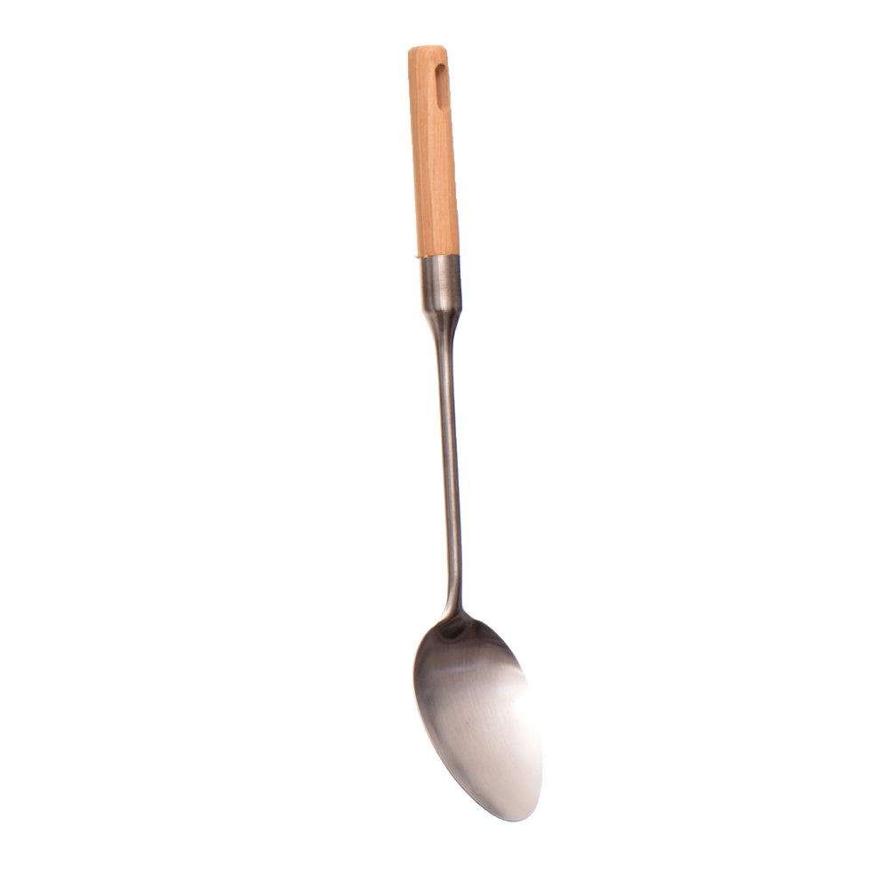 Frame 884 18/10 stainless spoon with wooden handle, 40 cm - Image 1