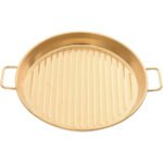 Golden Ribbed Serving Tray with Handles - Image 2