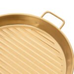 Golden Ribbed Serving Tray with Handles