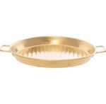 Golden Ribbed Serving Tray with Handles - Image 4