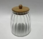 Ribbed Glass Legume Jar with Wooden Lid - Image 4