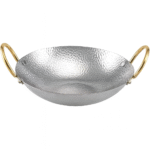 Deep Silver Bowl with Golden Handle 18cm with Handles